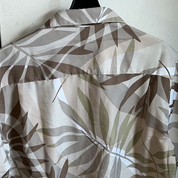 CENTRO Neutral Color Hawaiian Button Down Floral Shirt-L - Picture 6 of 8